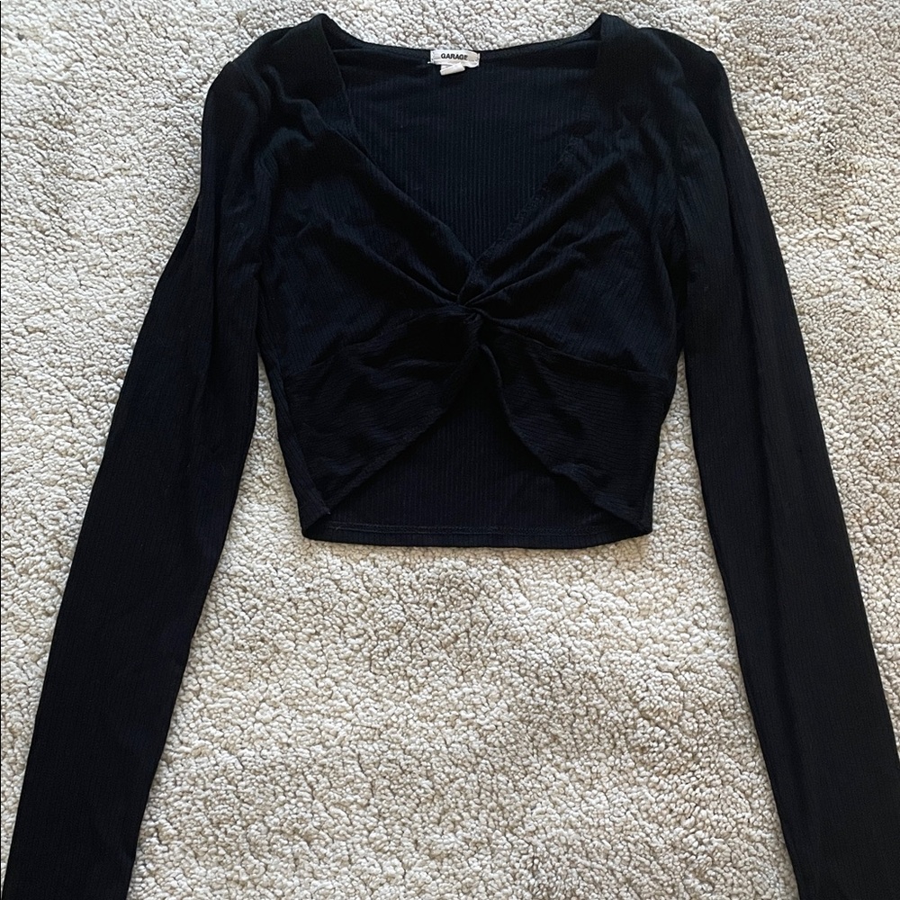 Garage Black Long Sleeve Crop Top